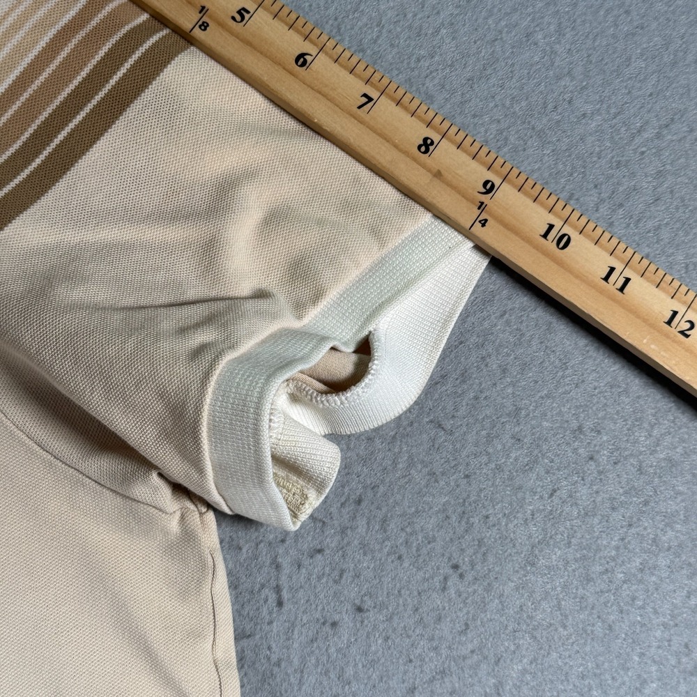 Banana Republic Fitted Polo‎ Shirt Mens XL Beige Stripe Comfort Classic Preppy - Picture 7 of 15